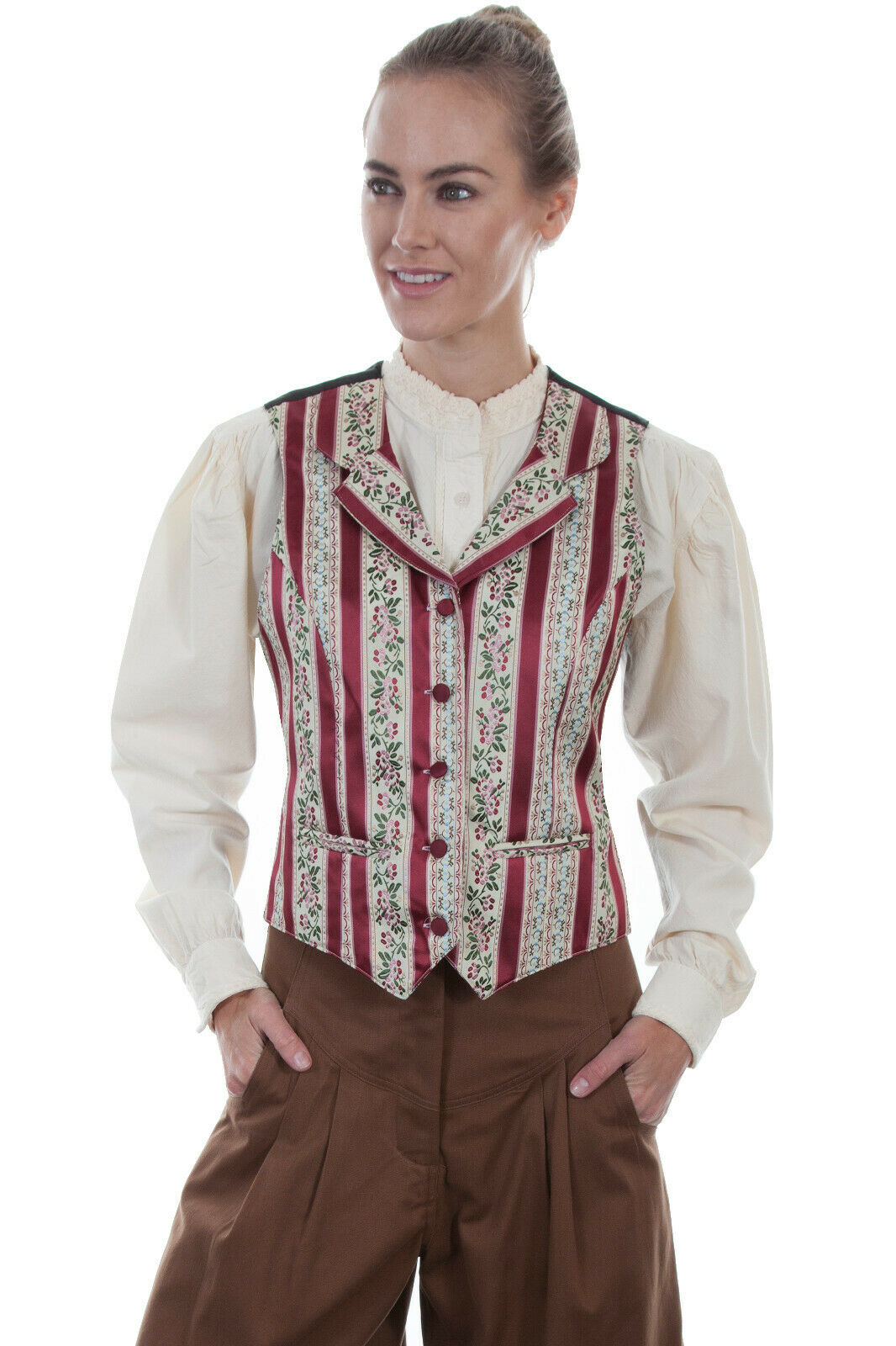 Scully Rangewear Women's Polyester Wallpaper Stripe Lapel Vest RW562