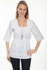Scully Womens White Silk Blend Lace 3/4 Sleeve Blouse PSL-179