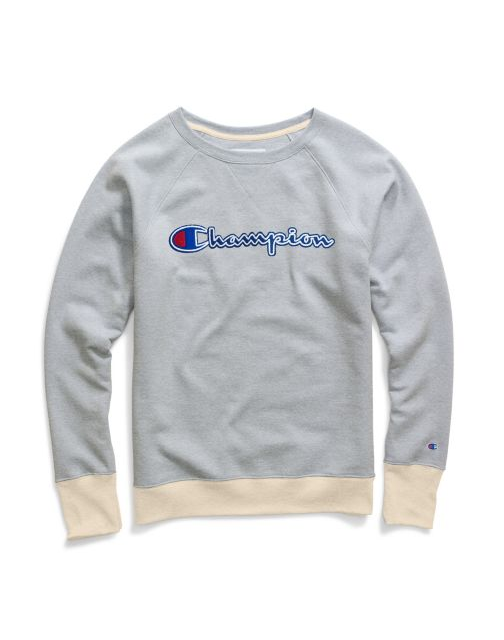 Champion Women's Powerblend® Fleece Boyfriend Crew, Felt Logo W2956F Y07461
