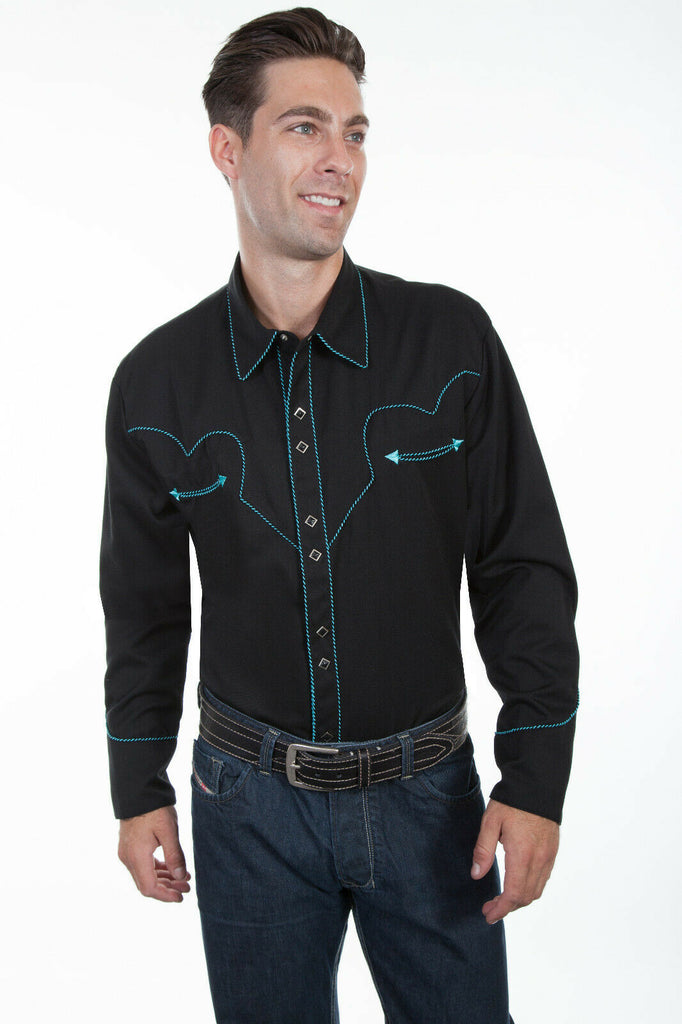 Scully Western Big Men's Polyester Long Sleeve Candy Cane Western Shirt P-726X