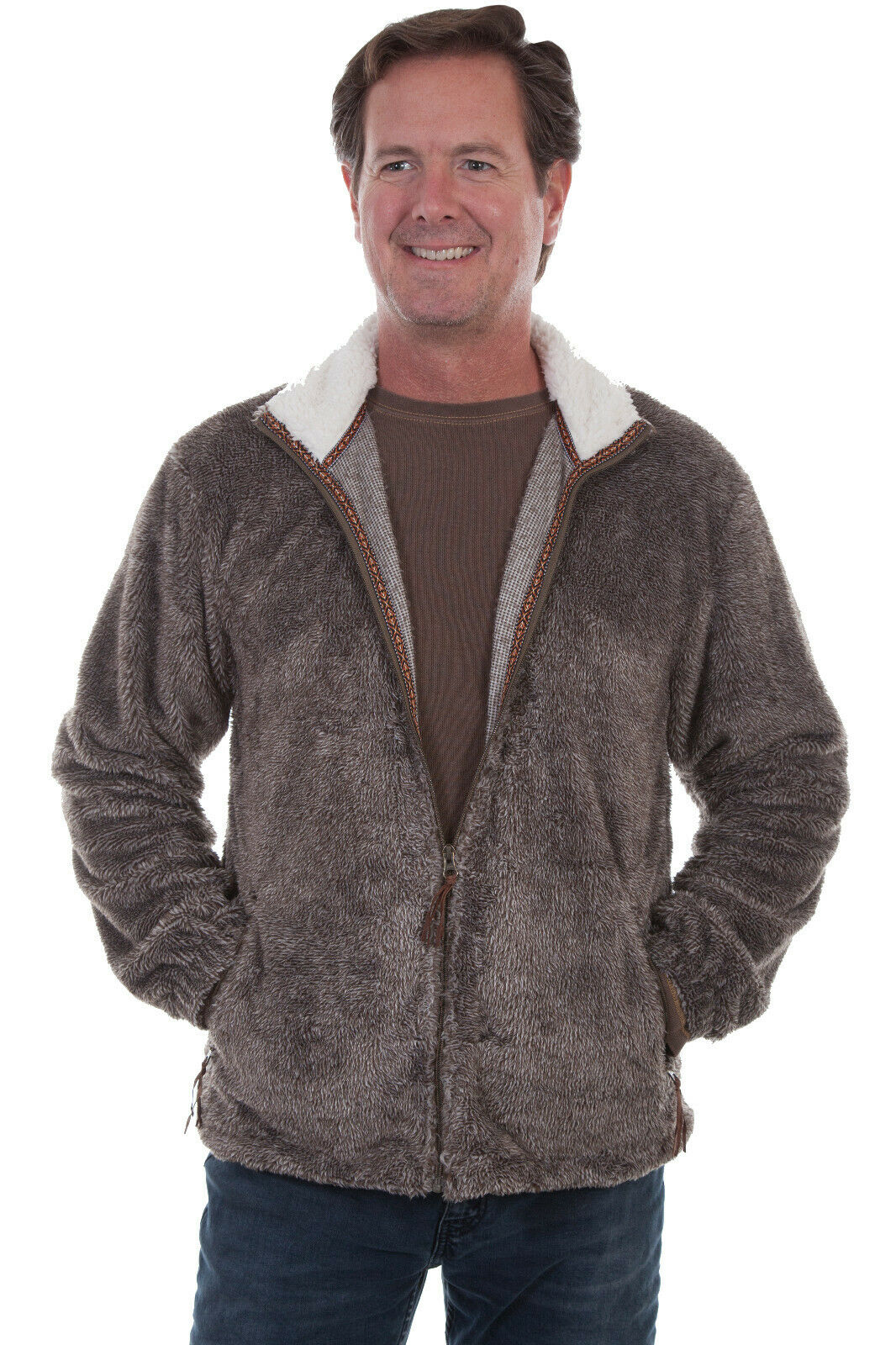 Scully Men's Polyester Plush Zip-Front Jacket TR-075