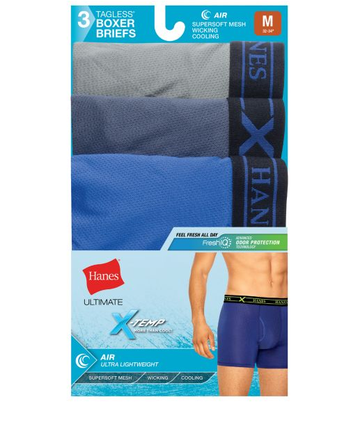 Hanes Ultimate™ Men's FreshIQ™ X-Temp™ Air Boxer Briefs Assorted 3-Pack UABBB3