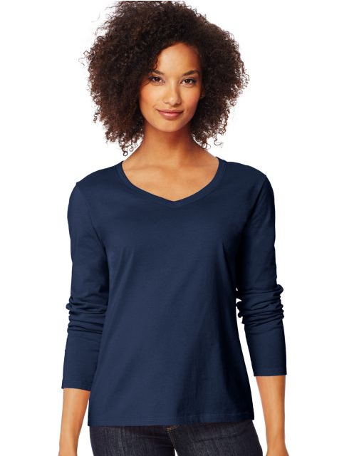 Hanes Women's Long-Sleeve V-Neck T-Shirt O9142