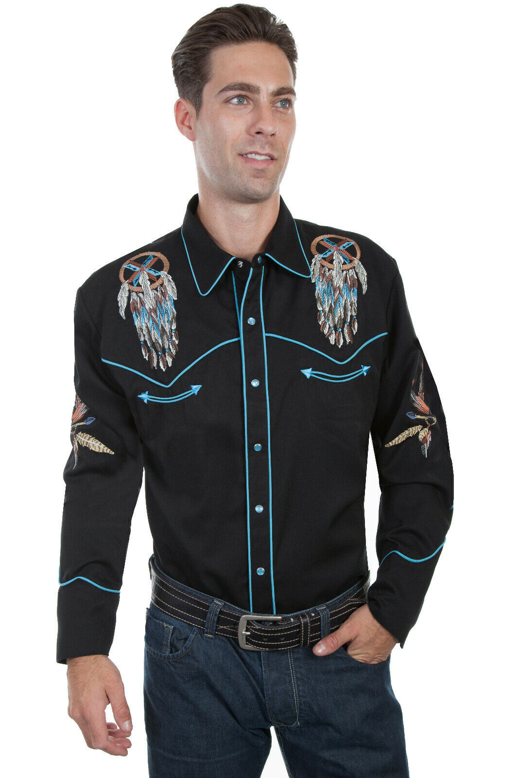 Scully Men's Poly/Rayon Dream Catcher Long Sleeve Western Shirt P-868