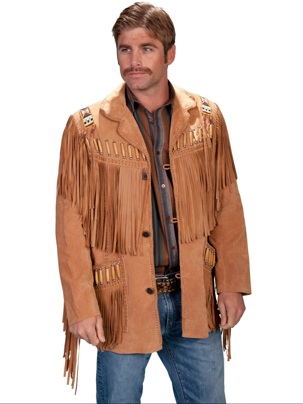 Scully Leather Mens Boar Suede Fringe Mountain Man Jacket 902