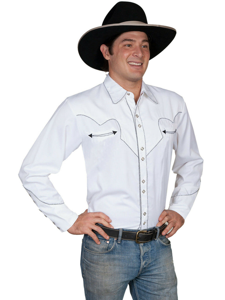 Scully Western Big Men's Polyester Long Sleeve Candy Cane Western Shirt P-726X