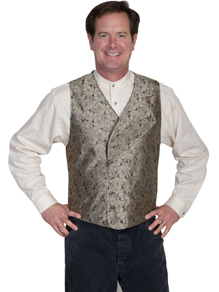 Scully Rangewear Men's Polyester Paisley Scroll Double Breasted Vest RW227B