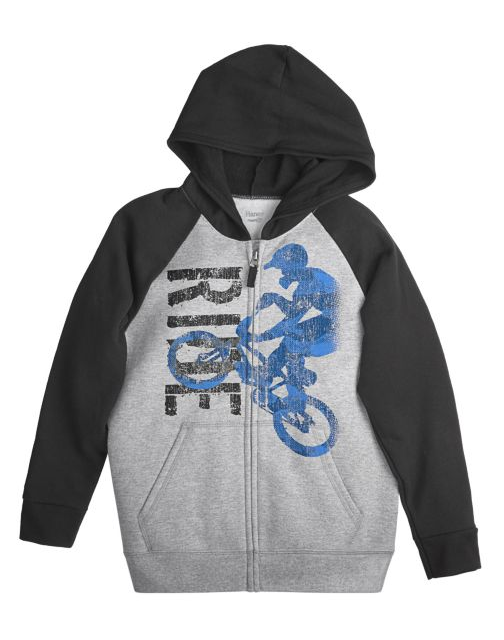 Hanes Boy's Graphic Full Zip Hoodie w/FreshIQ D233