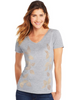 Hanes Women's Metallic Foliage Toss Short-Sleeve V-Neck Graphic T GT9337 Y07646