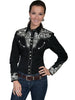 Scully Western Women's Polyester L/S Floral Stitch Western Shirt PL-654