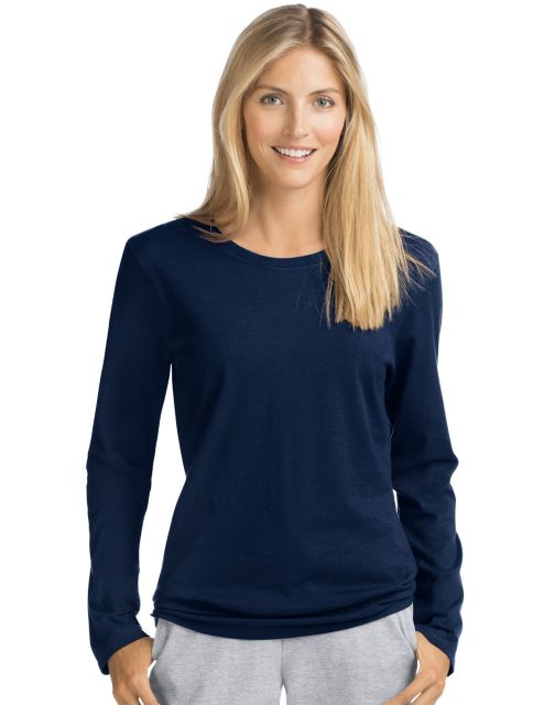 Hanes Women's Long-Sleeve Crewneck T-Shirt O9133