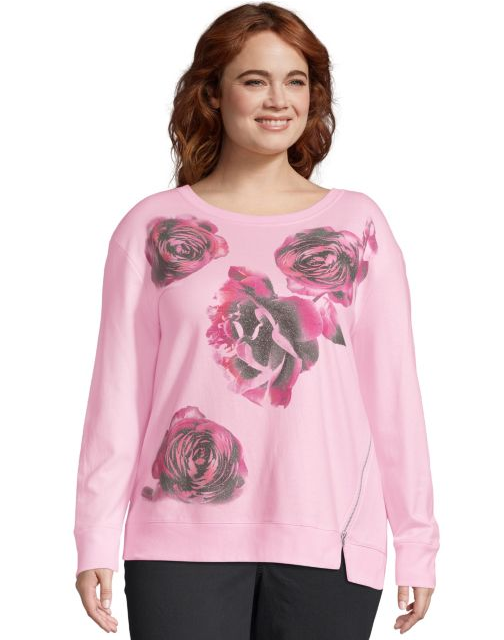 JMS French Terry Side Zip Graphic Crew Sweatshirt OJ943