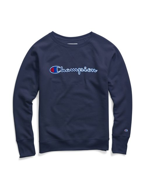 Champion Women's Powerblend® Fleece Boyfriend Crew, Felt Logo W2956F Y07461
