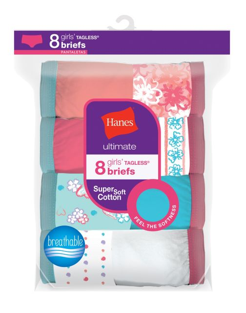 Hanes Ultimate® Girls' Cotton Briefs 8-Pack GUBRP8