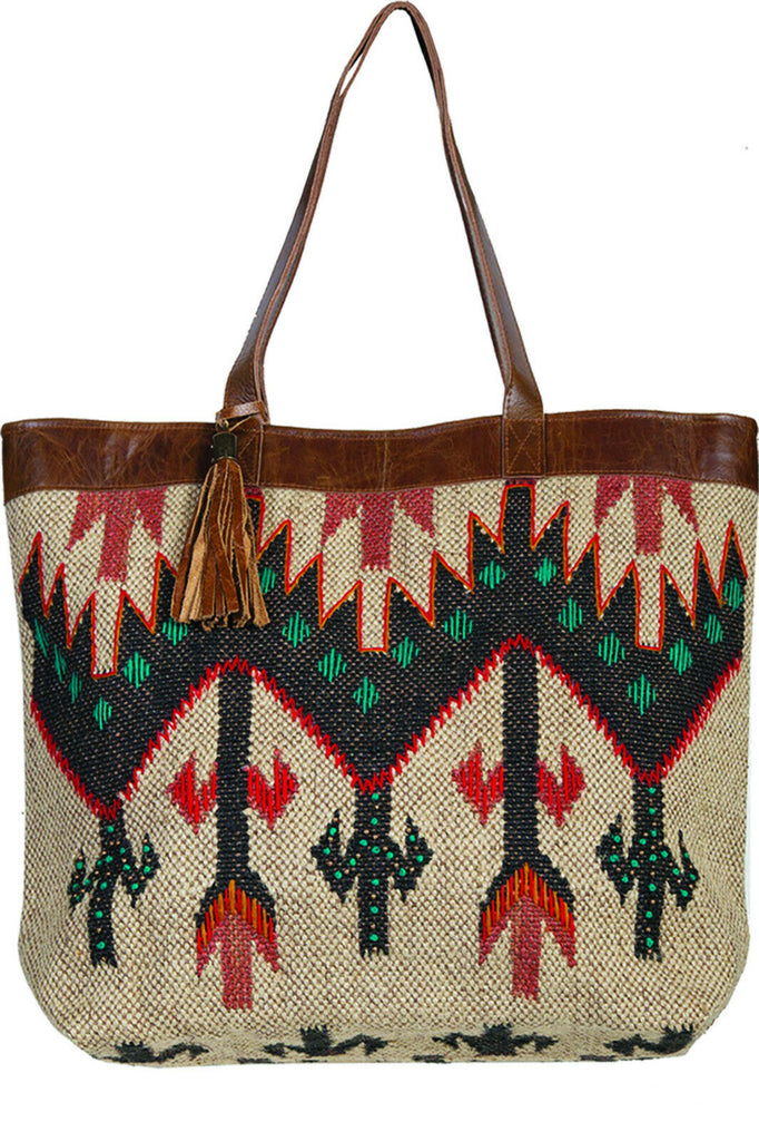 Scully Woven Leather Trim Handbag B302