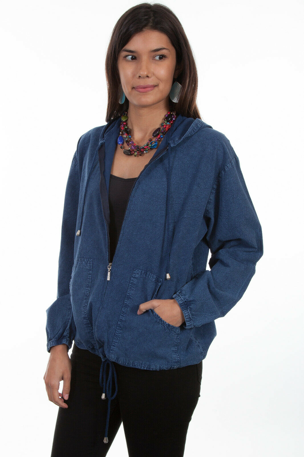 Scully Womens Dark Blue 100% Cotton Zip Front Hoodie PSL-242