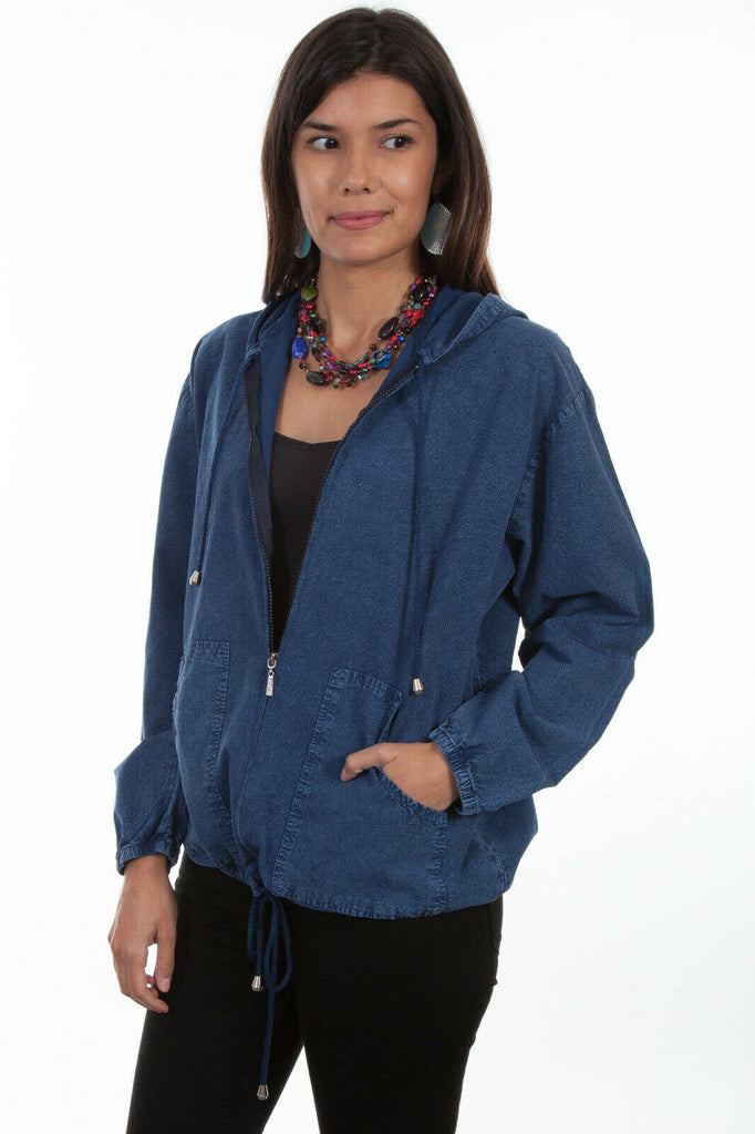 Scully Womens Dark Blue 100% Cotton Zip Front Hoodie PSL-242
