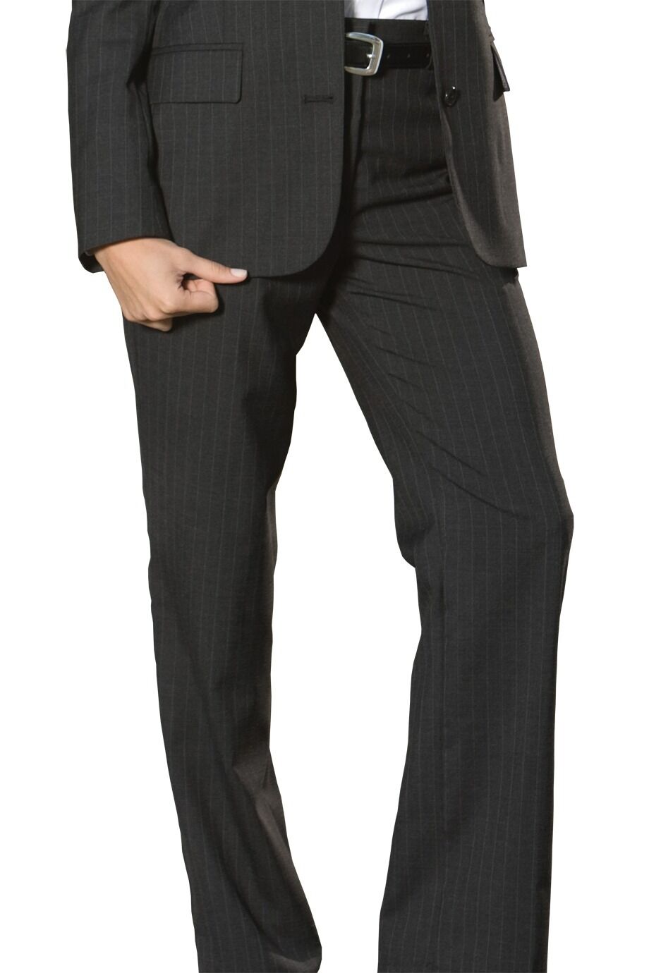 Women's Pinstripe Wool Blend Flat Front Dress Pant 8569
