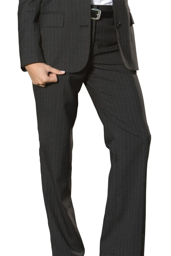 Women's Pinstripe Wool Blend Flat Front Dress Pant 8569