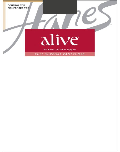 Hanes Alive Full Support Control Top Reinforced Toe Pantyhose 810