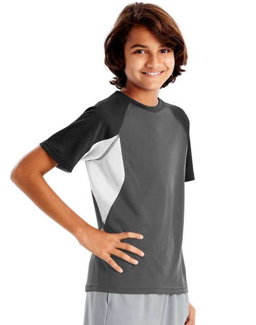 Hanes Sport™ Boys' Performance Tech Mesh Pieced Tee OD182