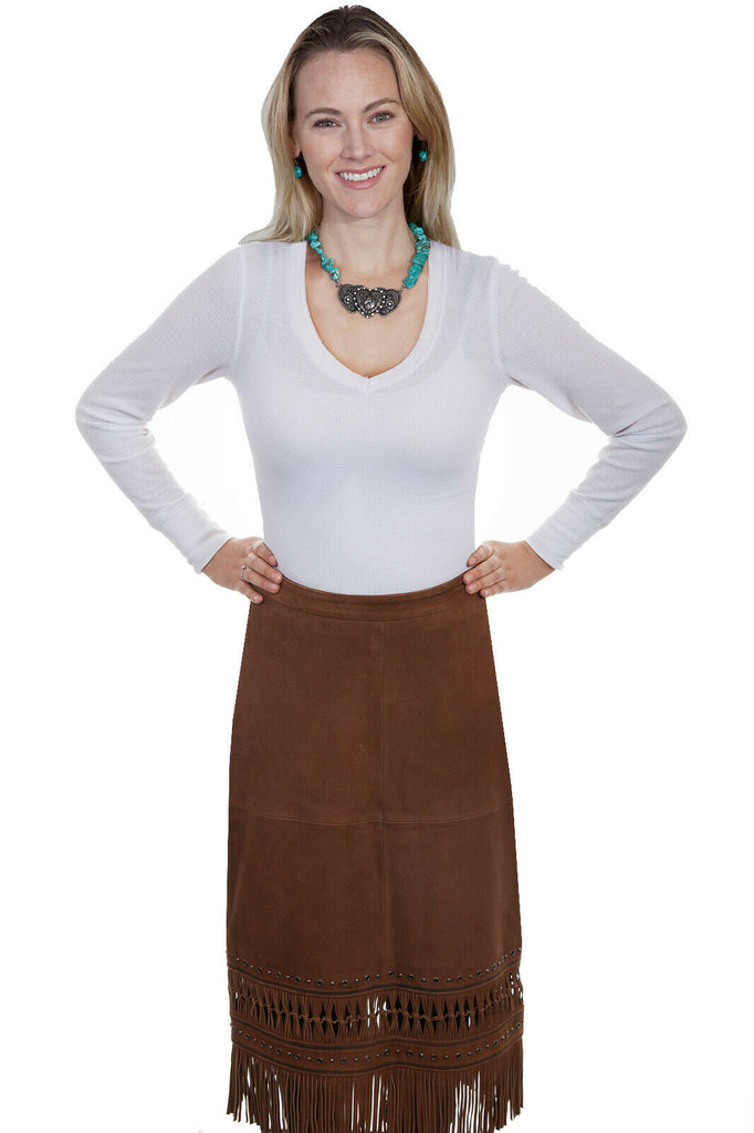 Scully Women's Lamb Suede Fringe Skirt L738