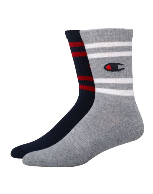 Champion Men's Performance Crew Socks, C Logo, 2-Pack CH167