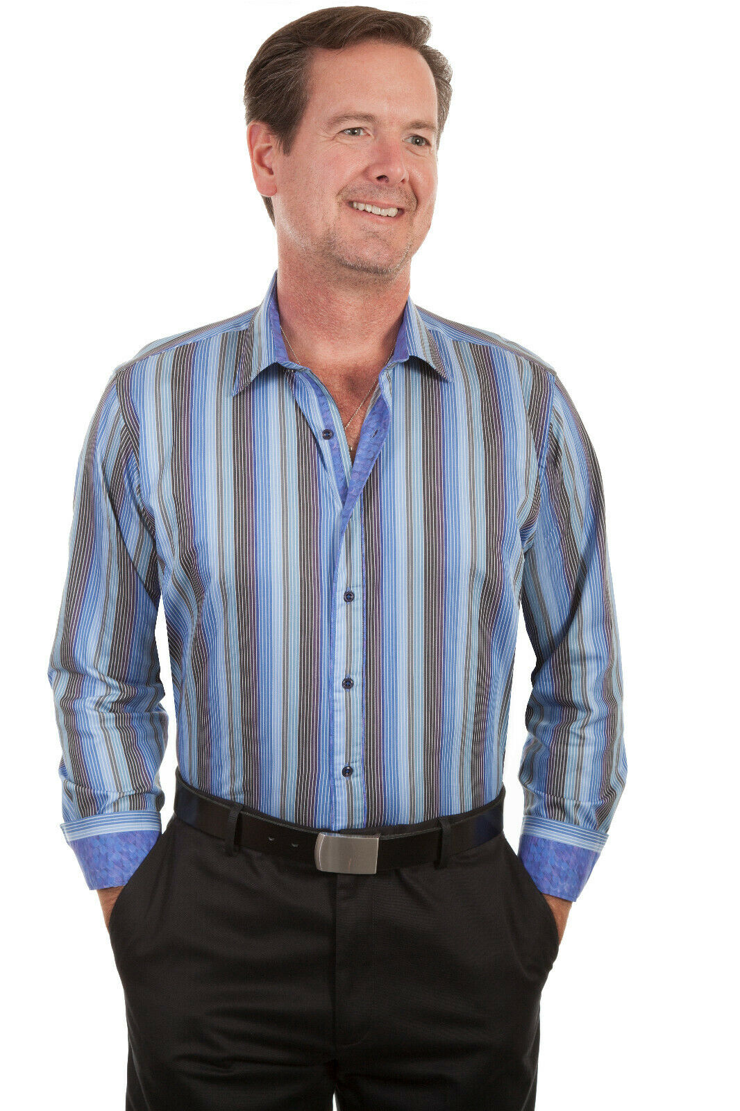Scully Men's 100% Cotton Stripe Long Sleeve Western Shirt PS-213