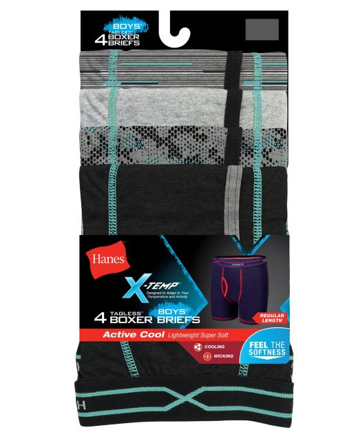 Hanes X-Temp® Boys' Boxer Brief with Comfort Flex® Waistband 4-Pack BX64P4