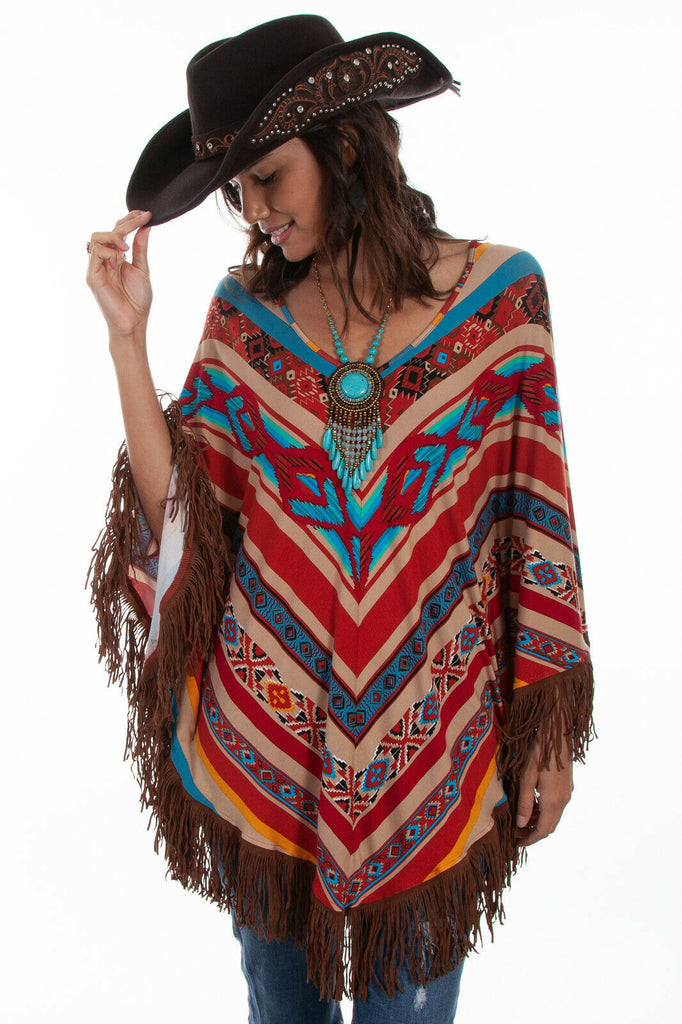 Scully Women's Serape Fringe Poncho HC518