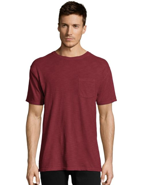 Hanes Men's 1901 Heritage Dyed Short Sleeve Crewneck Pocket Tee 5A59D GRTDYE