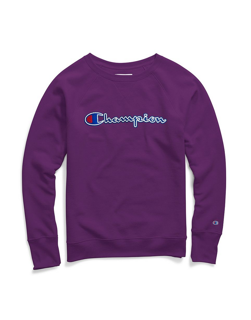 Champion Women's Powerblend® Fleece Boyfriend Crew, Felt Logo W2956F Y07461