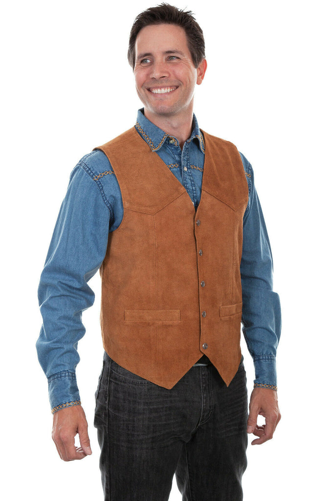 Scully Leather Men's Lambskin or Suede Snap Vest 507