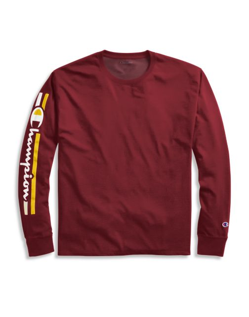 Champion Men's Classic Jersey Long-Sleeve Tee, Vertical Logo GT78H Y07980