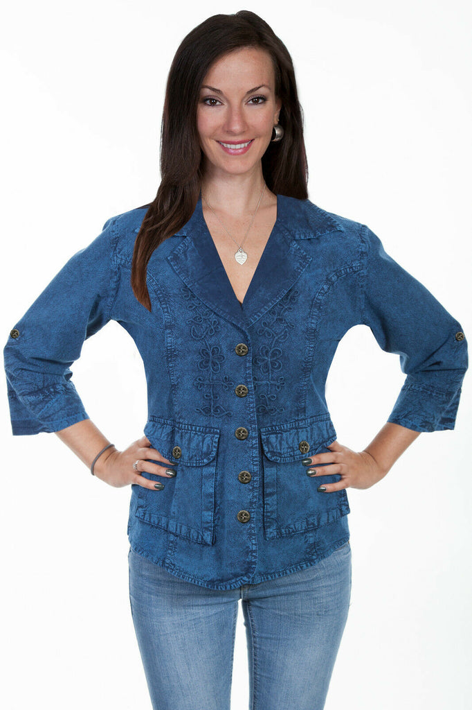 Scully Jacket Womens 3/4 Sleeve Button Front Gusset Flap PSL-191