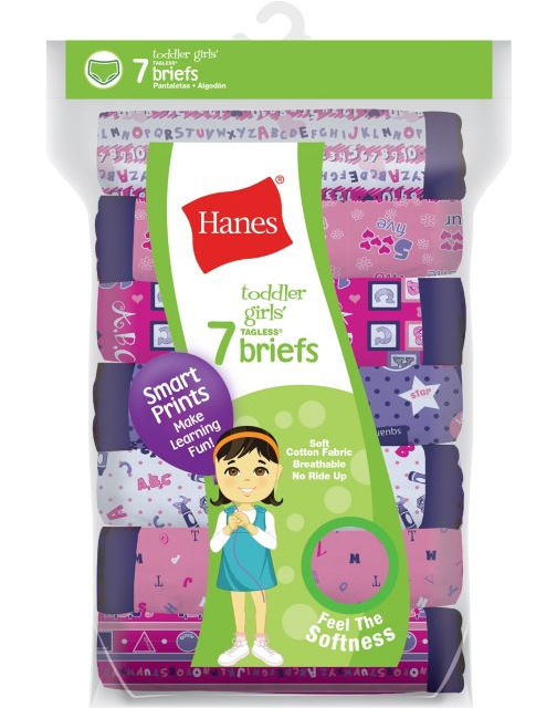 Hanes Tagless® Toddler Girls Days of the Week Pre-Shrunk Cotton Briefs 7-Pack GT