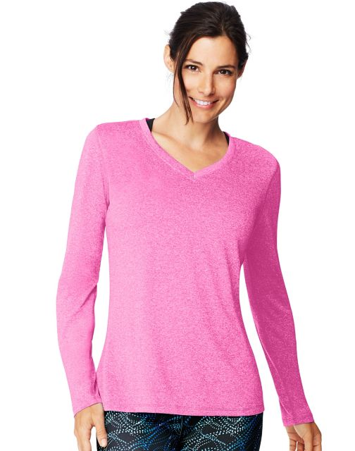 Hanes Sport™ Cool DRI® Women's Performance Long-Sleeve V-Neck T-Shirt O9309