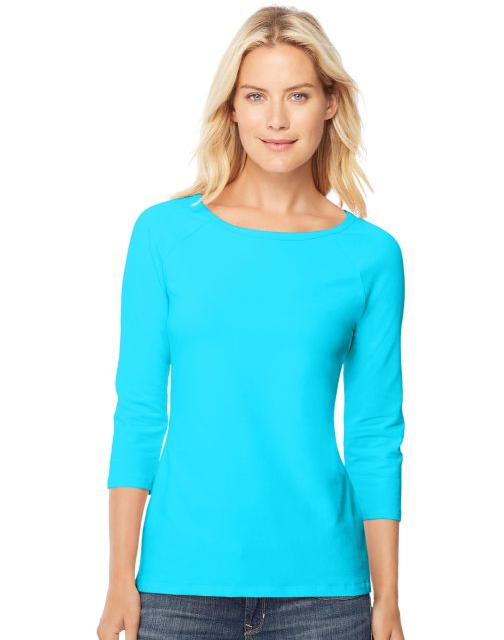 Hanes Stretch Cotton Women's Raglan Sleeve Tee O9343