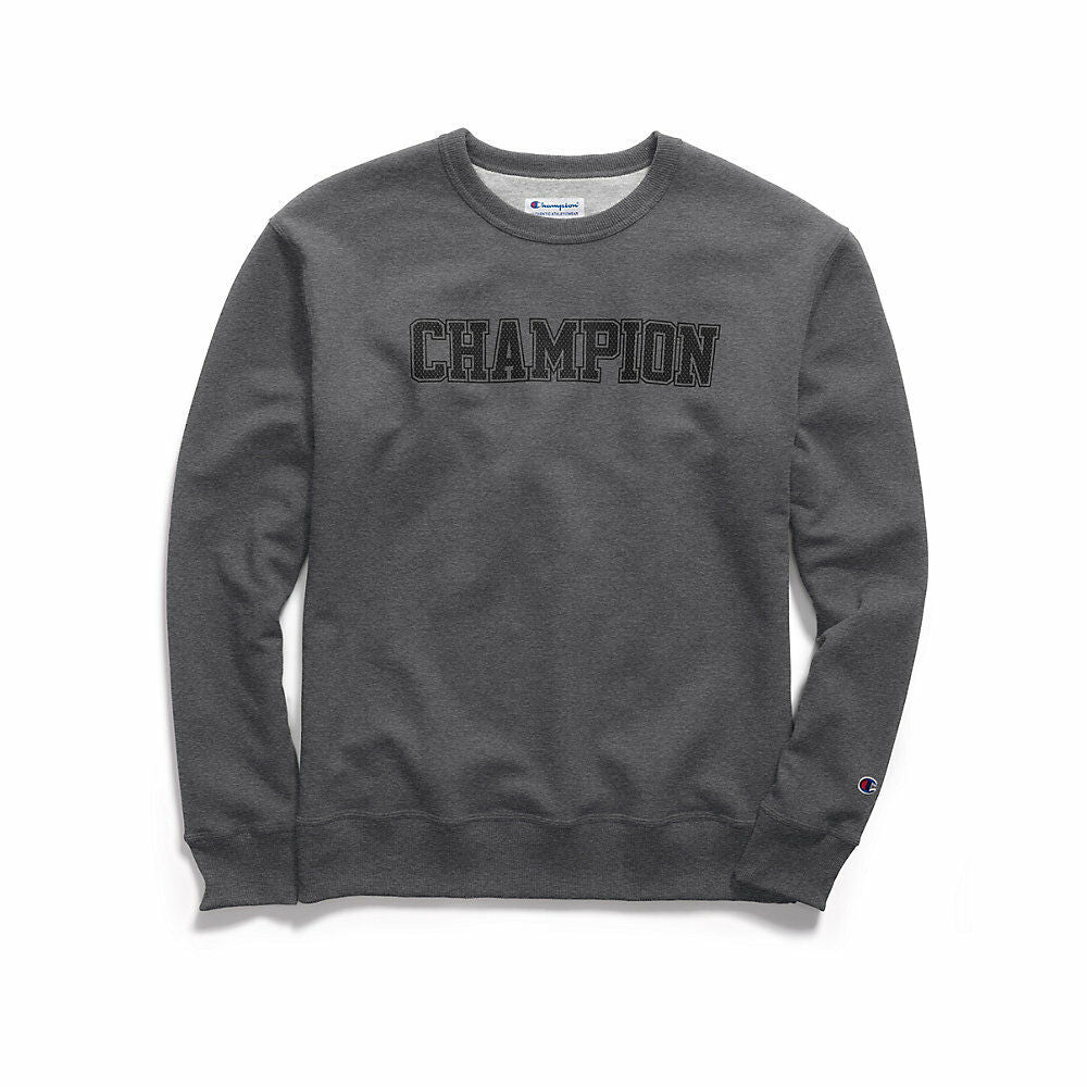 Champion Men's Powerblend® Fleece Crew, Mesh-Effect Logo GF88H Y07420