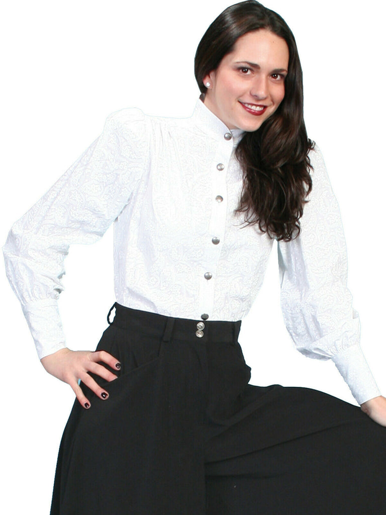 Scully Women's Wahmaker Stand Up Collar Blouse 100% Cotton Long Sleeve 710070