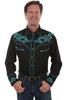 Scully Men's Poly/Rayon Stud Scroll Long Sleeve Western Shirt P-875
