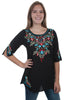 Scully Womens Embroidered Pullover Elbow Sleeve Tunic HC387
