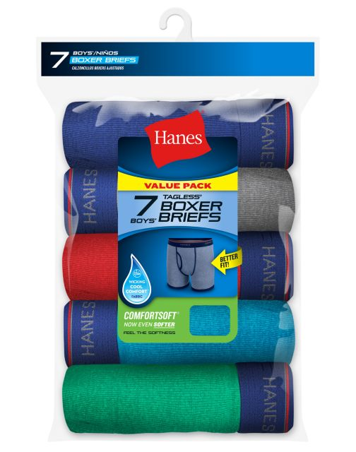 Hanes Boys Red Label Ringer Boxer Briefs P7 B74SR7