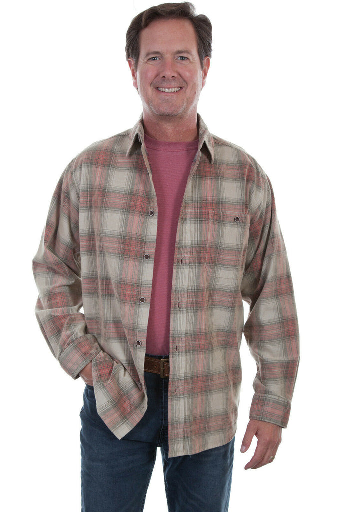 Scully Men's 100% Cotton Cord Plaid Long Sleeve Shirt TR-072