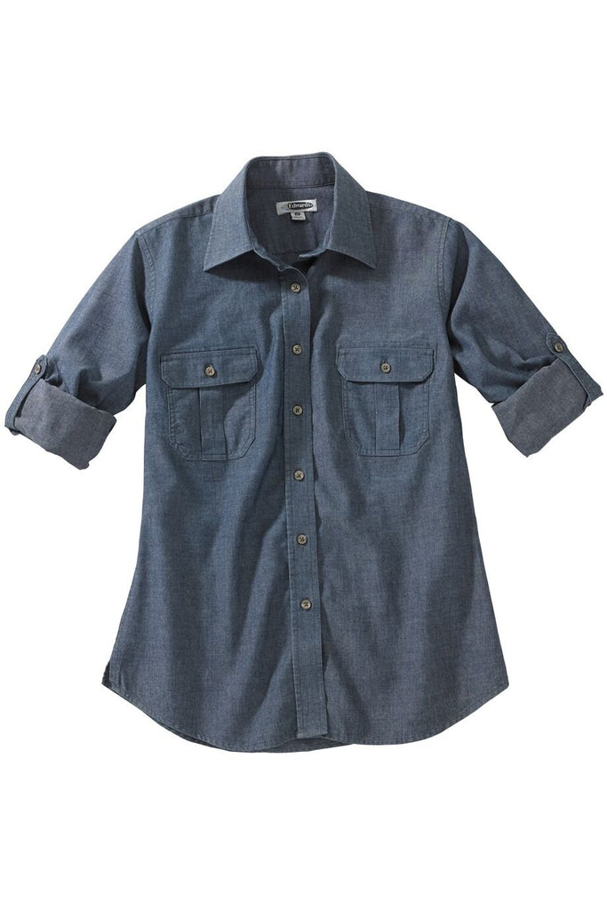 Chambray Roll Up Sleeve Blouse 5298