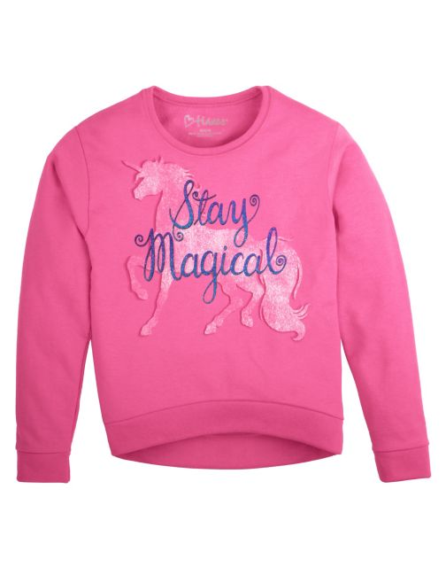 Hanes Girl's Hi-Low Crew Sweatshirt K352