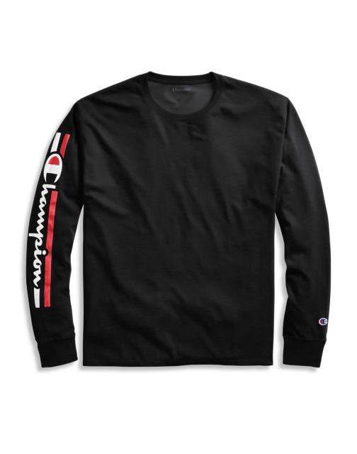 Champion Men's Classic Jersey Long-Sleeve Tee, Vertical Logo GT78H Y07980