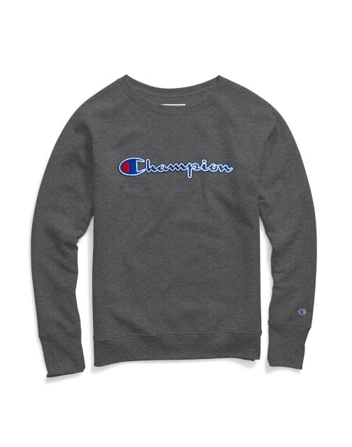 Champion Women's Powerblend® Fleece Boyfriend Crew, Felt Logo W2956F Y07461