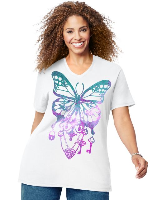 JMS Bedecked Butterfly Short Sleeve Graphic Tee GTJ181 Y07188