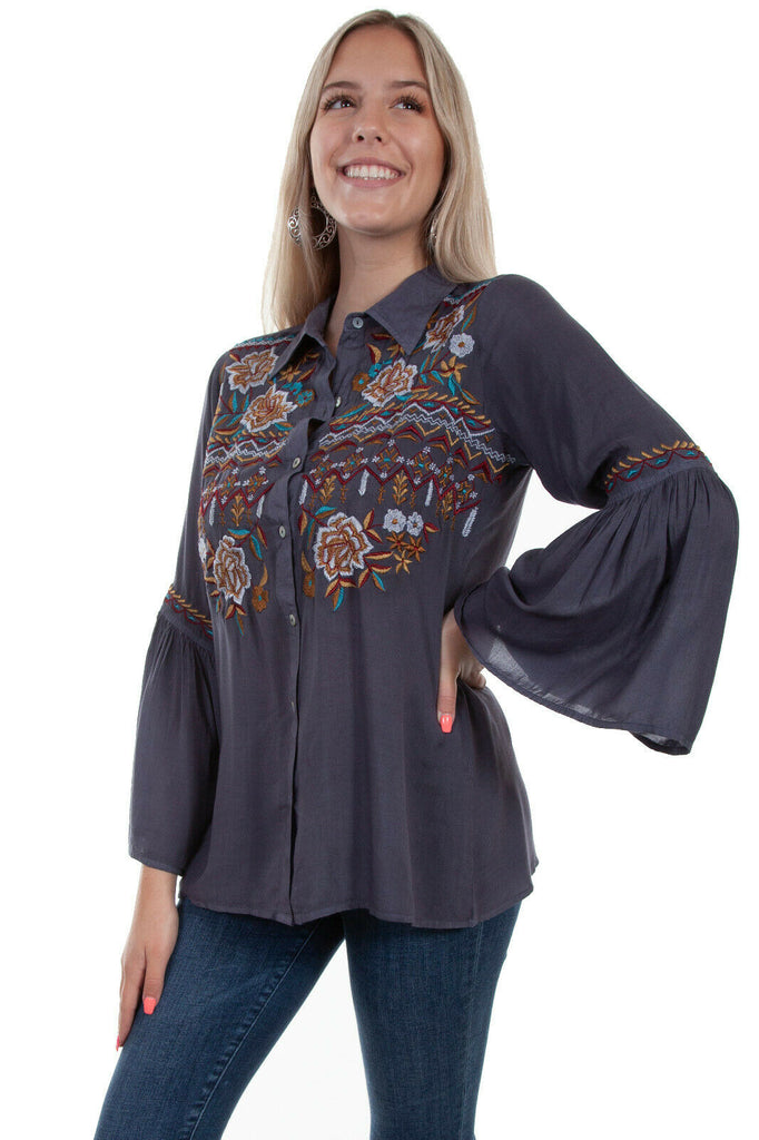 Scully Women's Western Embroidered Blouse HC631